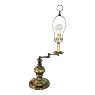 Vintage Brass Swing Swivel Arm Table Desk Lamp 25” For Sale
