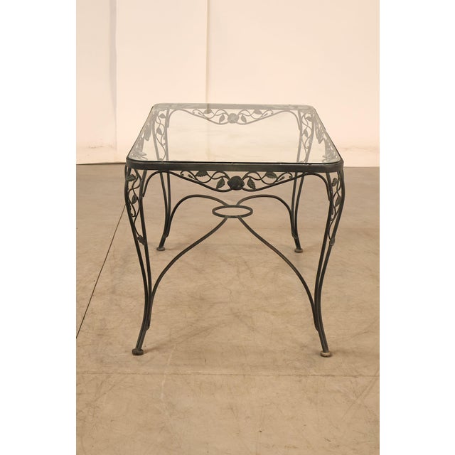 Vintage Glass Top Wrought Iron Patio Table For Sale - Image 17 of 18