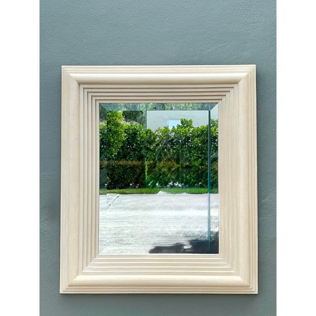 This striking large-scale wall mirror is a quintessential example of Postmodern architectural design, featuring a...