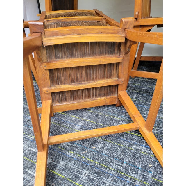 Brown 1980s Vintage Japandi Bamboo Slat Dining Chairs- Set of 4 For Sale - Image 8 of 9