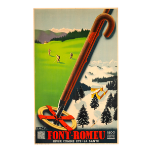 Font-Romeu — Hiver Comme Ete: La Sante — SNCF — 1937 Ski & Golf Poster