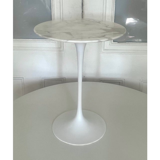 1970s Eero Saarinen Carrara Marble Tulip Side Table by Knoll Mid