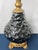 Mid 20th Century Hollywood Regency Black Textured Art Glass Gilt Metal Table Lamp For Sale - Image 4 of 10