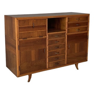 Mid-Century Modern Italian Sideboard in Wood and Brass, 1950s For Sale