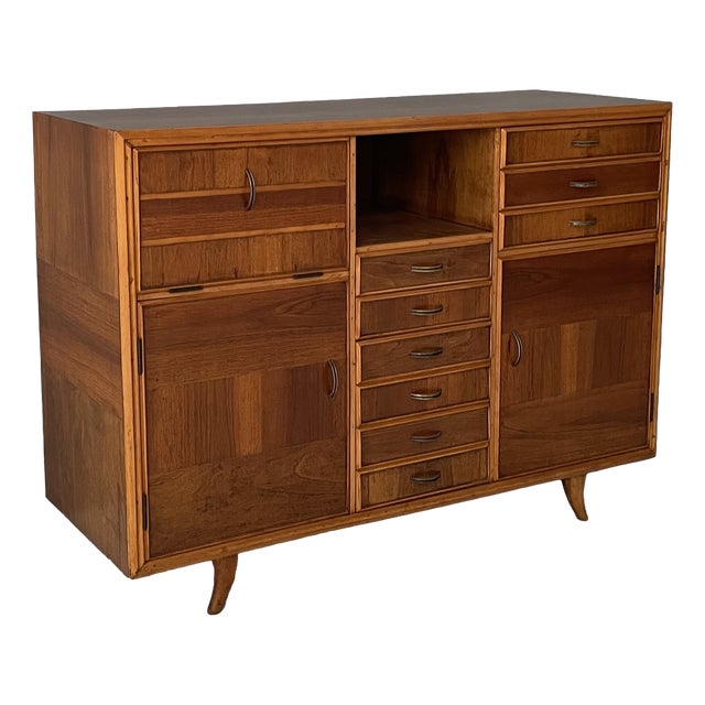 Mid-Century Modern Italian Sideboard in Wood and Brass, 1950s For Sale
