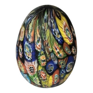 1970s Murano Glass Mille Fiore Egg Paperweighti For Sale