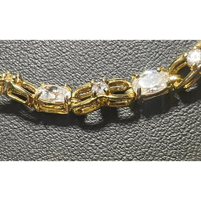 1960s 1960s Ballou company/B.A. Ballou & Co. Gold Plated Earrings and Clear Unmarked Cz Tennis Bracelet, 3 Pieces For Sale - Image 5 of 8