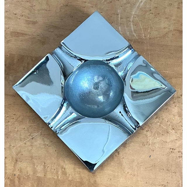 Vintage Chrome Geometric Ashtray For Sale - Image 11 of 13