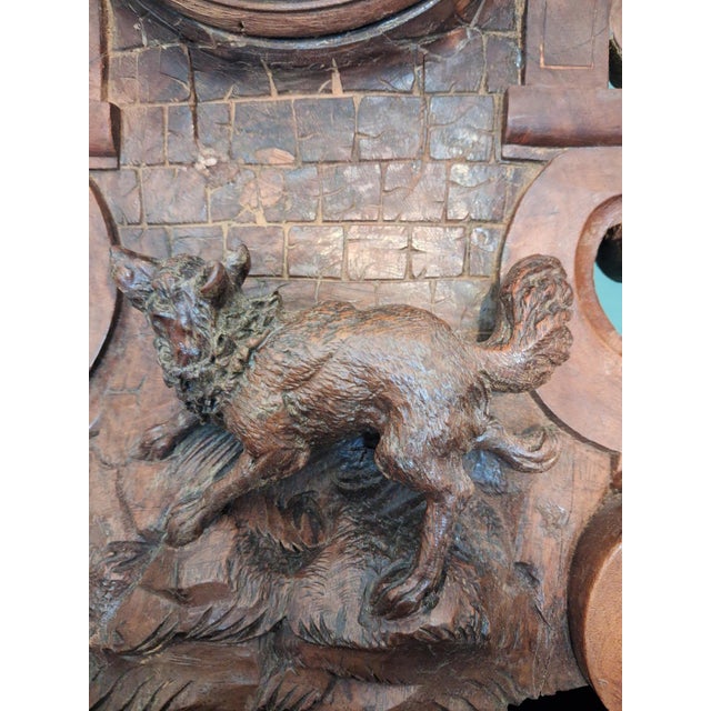 Black Forest Clock with Fox & Bird, 1920 For Sale - Image 6 of 14