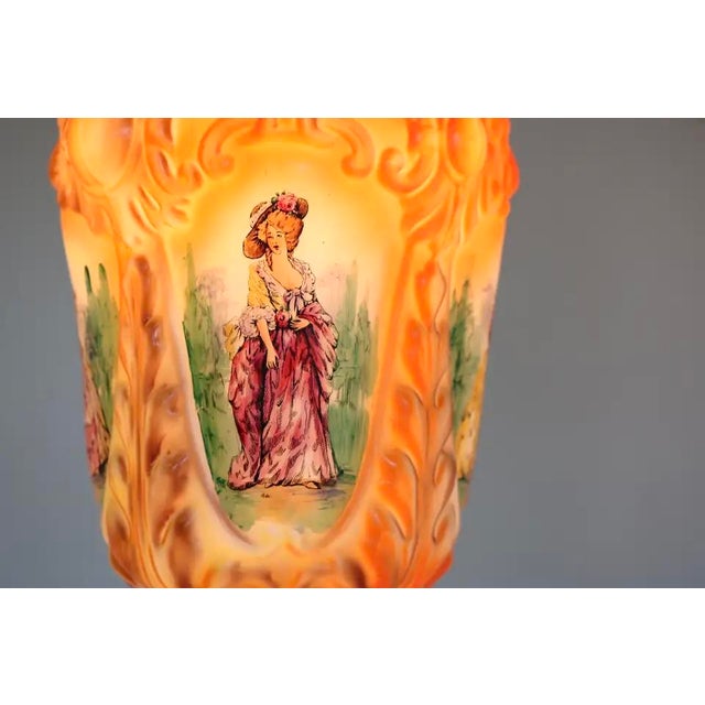 Antique French Renaissance Hand Painted Opaline Victorian Pendant Light, 1910 For Sale - Image 6 of 15