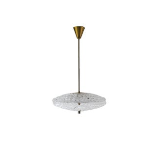 Orrefors Crystal and Brass Pendant by Fagerlund for Lyfa, 1960s For Sale