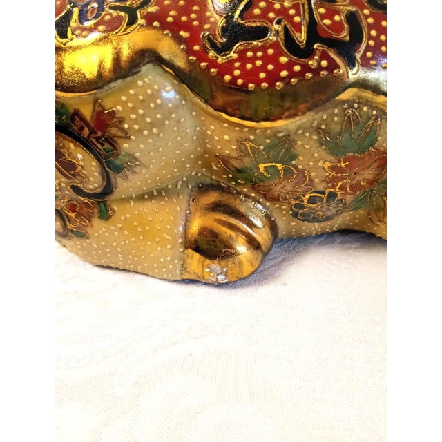 Chinoiserie Large Porcelain Pig Statement Piece Imari Brocade Statue Hollywood Regency Home Decor For Sale - Image 10 of 10