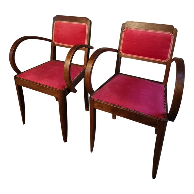 French Art Deco Beech Armchairs, 1930s, Set of 2 For Sale