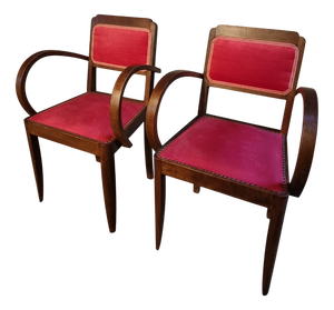 French Art Deco Beech Armchairs, 1930s, Set of 2