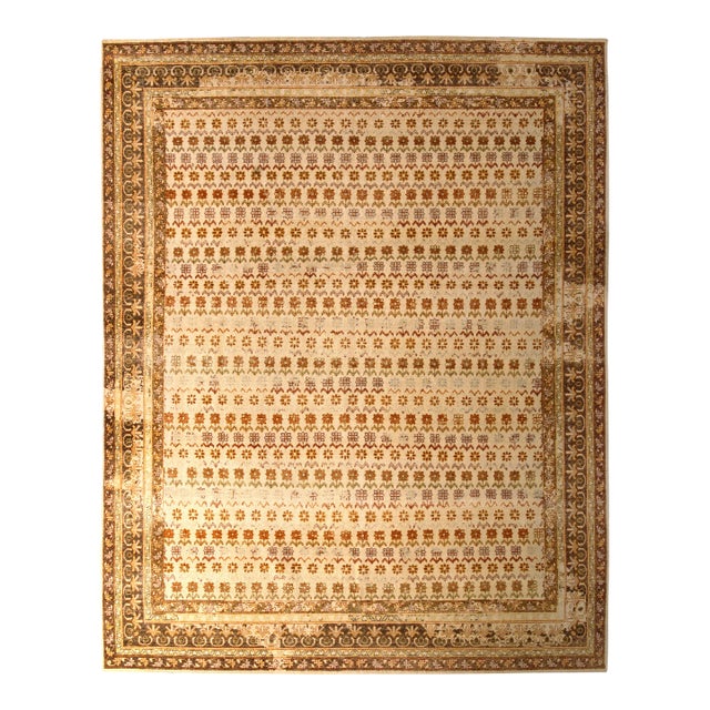 Rug & Kilim’s Oversized Daisy Rug in Cream and Orange, 14x20 For Sale