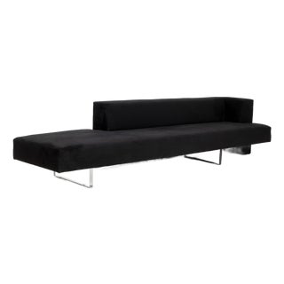 Vladimir Kagan "Omnibus" Black Suede Upholstered Sofa For Sale