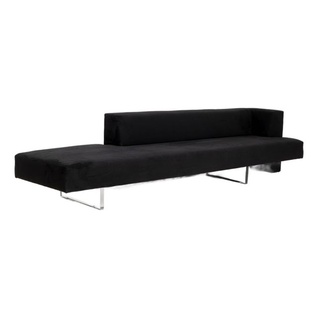 Vladimir Kagan "Omnibus" Black Suede Upholstered Sofa For Sale