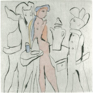 1978 Richard Bilan Abstract Mid-Century Modern Hand Signed Drypoint Etching For Sale