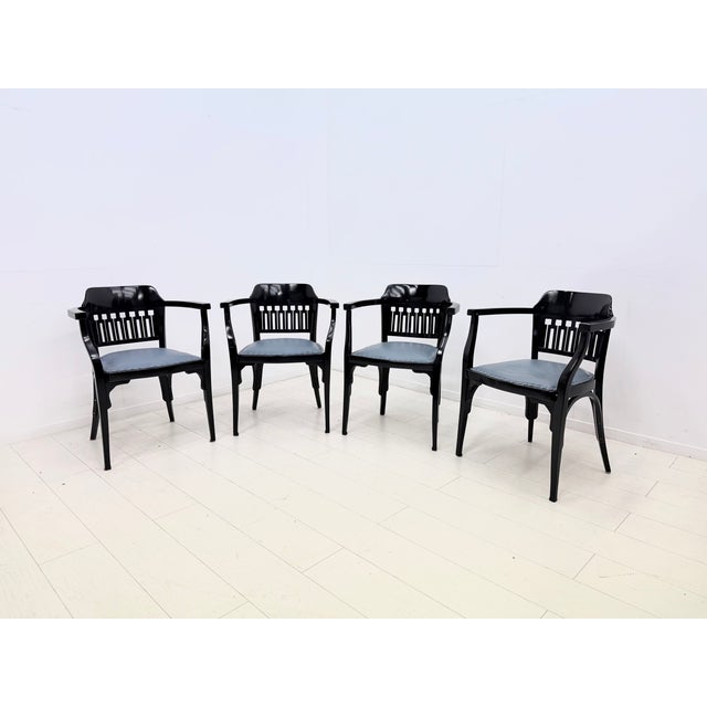 Black Antique Vienna Secession No. 714 Armchairs by Gustav Siegel for Jacob & Josef Kohn, 1890s, Set of 4 For Sale - Image 8 of 18