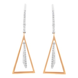 14K Rose and White Gold 3/8 Cttw Diamond Windchime Drop and Dangle Earring For Sale