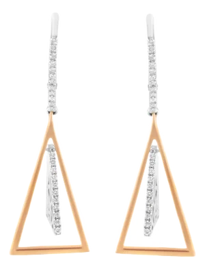 14K Rose and White Gold 3/8 Cttw Diamond Windchime Drop and Dangle Earring