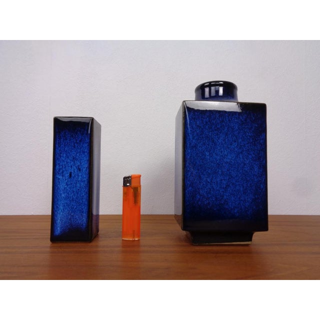 1960s Blue Japanese Ceramic Vases, 1960s, Set of 2 For Sale - Image 5 of 16