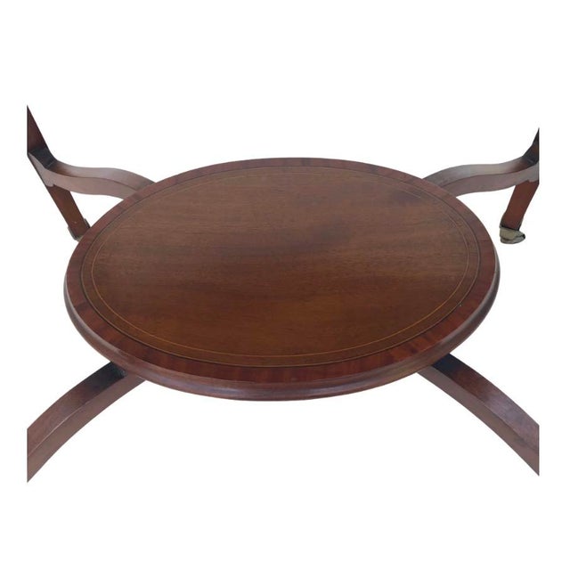 Brown Georgian Mahogany Table W/ Marbling & Satinwood Inlay, Hepplewhite Style Offers Medial Shelf or Lower Platform - Occasional Furniture For Sale - Image 8 of 9