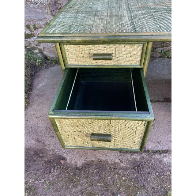 Green Green Rattan Desk, 1960s For Sale - Image 8 of 14