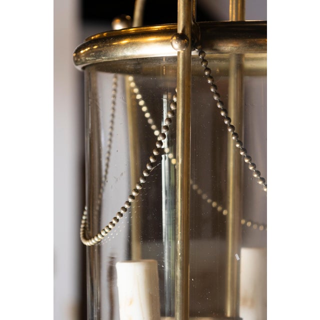 Elegant French Brass and Glass Lantern Chandelier, circa 1940 For Sale In Atlanta - Image 6 of 8