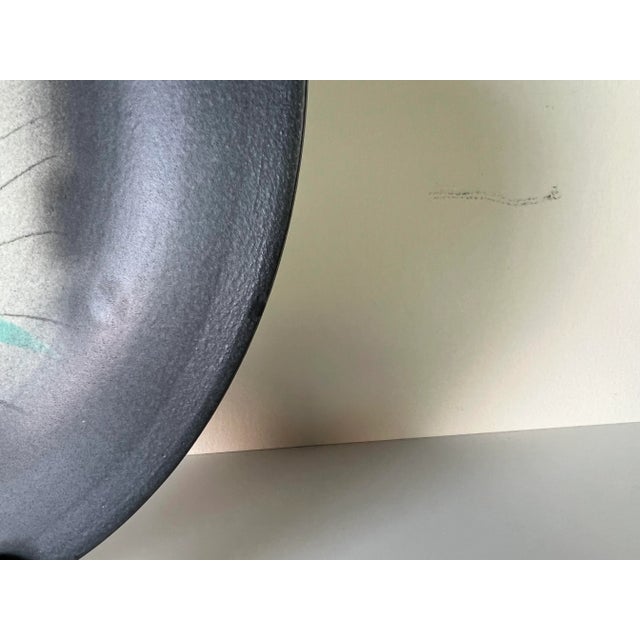 1980s 80's Vintage Claudia Hand Painted Flower Design Decorative Pottery Plate For Sale - Image 5 of 12