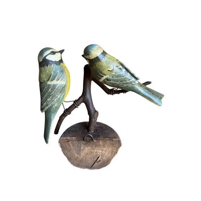 1930s Austrian Folk Art Carved Wood Bird Pair #70, 1930s For Sale - Image 5 of 5