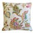 Custom-tailored designer, colorful, floral, botanical linen fabric pillow. Green cotton-velvet on the reverse. Custom cord...
