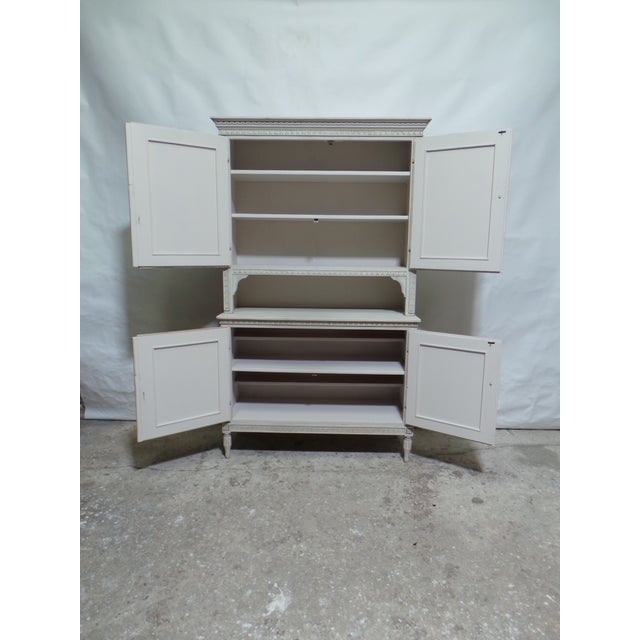 Swedish Gustavian Style 4 Door Hutch For Sale - Image 4 of 8