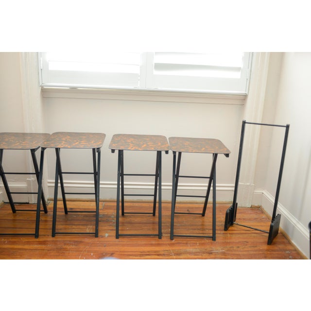 1960s Attributed to Artex Faux Tortoise Tv Trays With Stand - 5 Pieces For Sale - Image 9 of 9