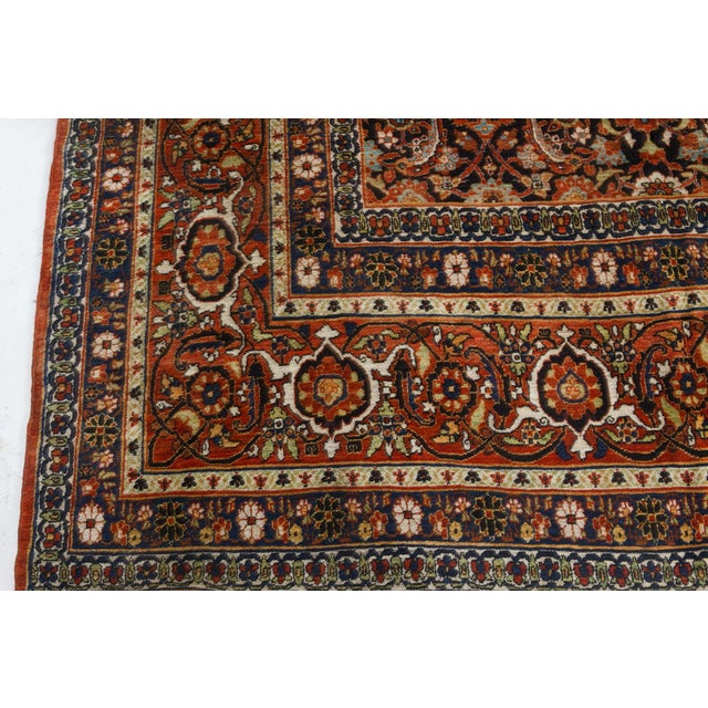 Textile Early 20th Century Persian Meshad Rug in Burgundy, Blue and Beige For Sale - Image 7 of 7