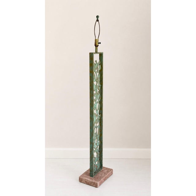 Late 20th Century 1980s Silas Seandel Style Verdigris Bronze Botanical Floor Lamp For Sale - Image 5 of 11