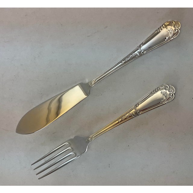 New 1980s Silver Fish Set of 12 Pair Fish Eaters & Fish Servers, La Regence - 26 PCS For Sale - Image 16 of 16