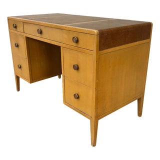 Rare Edward Wormley Dunbar Leather Top Waterfall Desk Mid Century Modern For Sale
