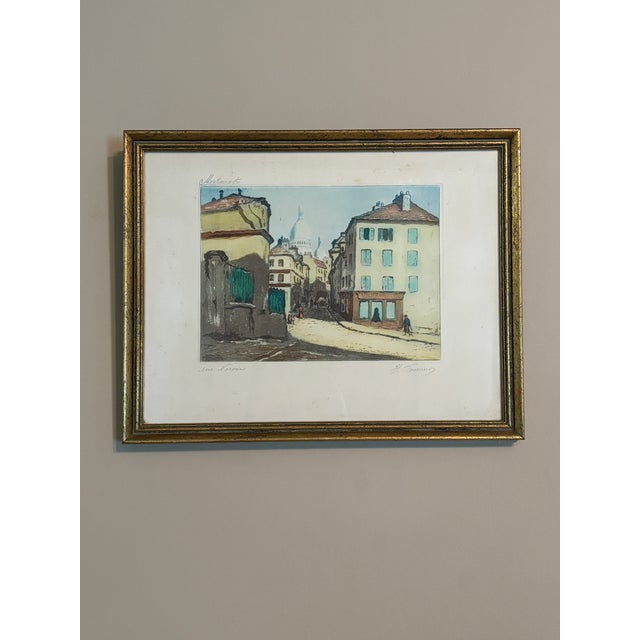 1920s Antique Henri H Tourneau 1920s - Color Etching, Montmartre, Paris Five Piece Framed Lot For Sale - Image 5 of 6