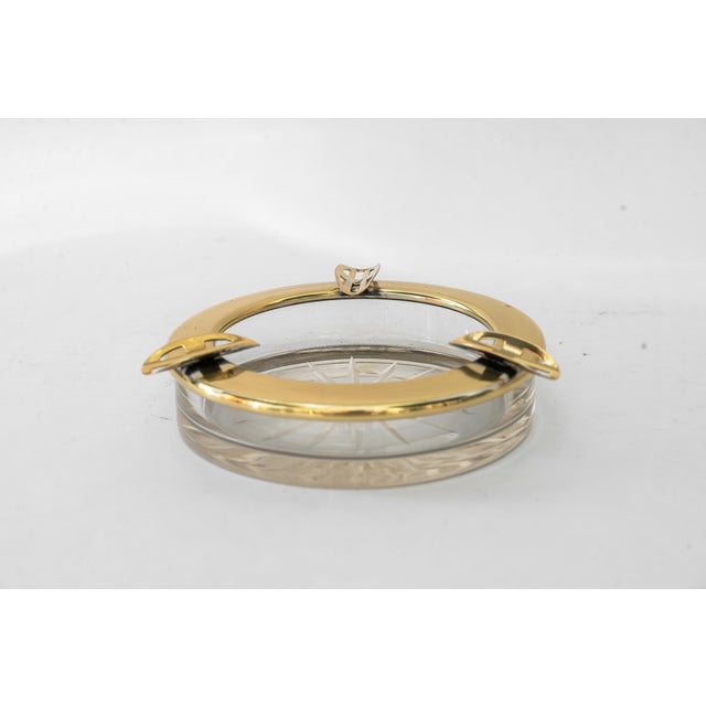 Art Deco Ashtray Brass and Cut Glass, 1920s For Sale - Image 14 of 14