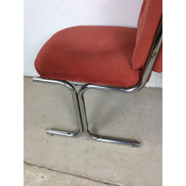 Set of 5 Vintage Upholstered Dining Chairs With Chrome Cantilever Base For Sale - Image 17 of 18