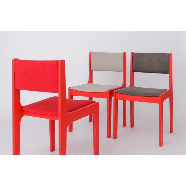 Wood Mid-Century Modern Red Lacquered Beech Dining Chairs from Casala, Germany, 1950s, Set of 5 For Sale - Image 7 of 11