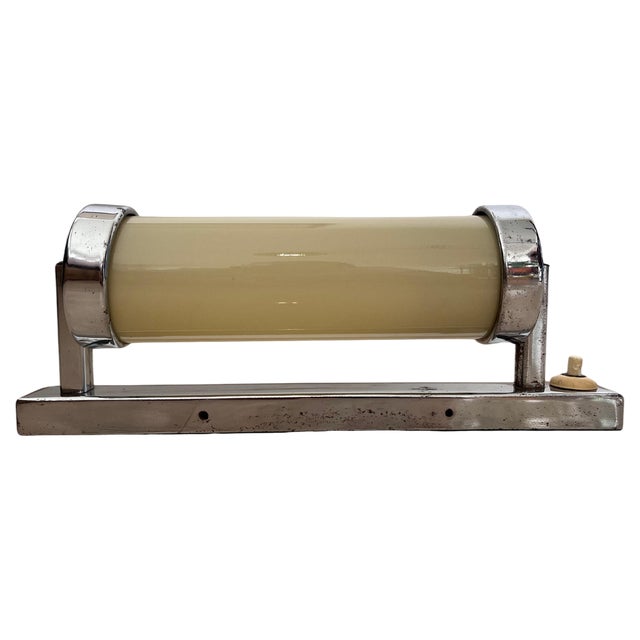 Bauhaus Chrome Milk Glass Wall Lamp, 1930s For Sale