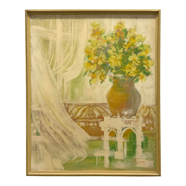 Vintage Abstract Still Life Oil Painting on Canvas Signed by the Artist For Sale