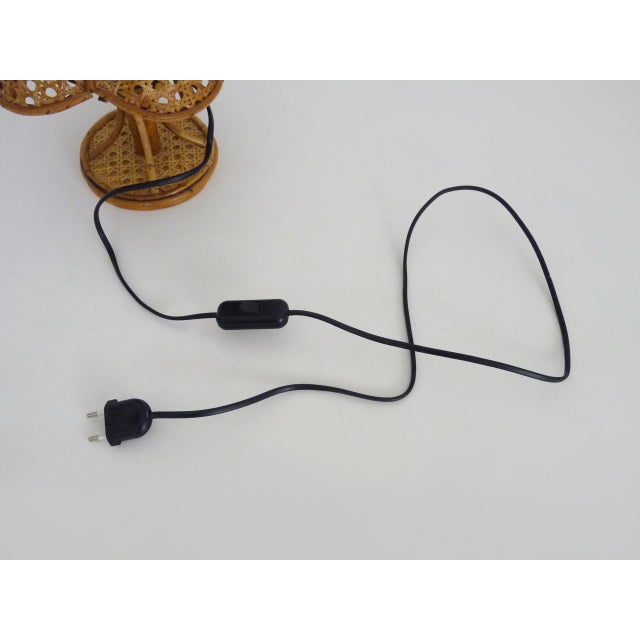 Vintage Table Lamp with Caning in Bamboo and Rattan, 1950s For Sale - Image 9 of 10