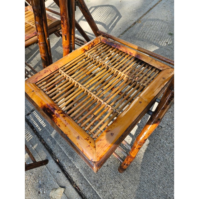 Set of Eight Vintage Folding Bamboo Chairs For Sale - Image 10 of 10