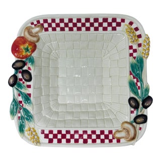 Vintage Fitz & Floyd Essentials Papa Paisano Square Bowl, 13" For Sale