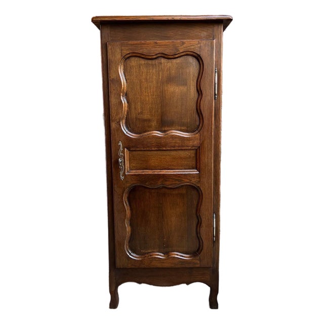 Petite Vintage French Provincial Armoire Cabinet Louis XV Linen Cupboard C1940 For Sale