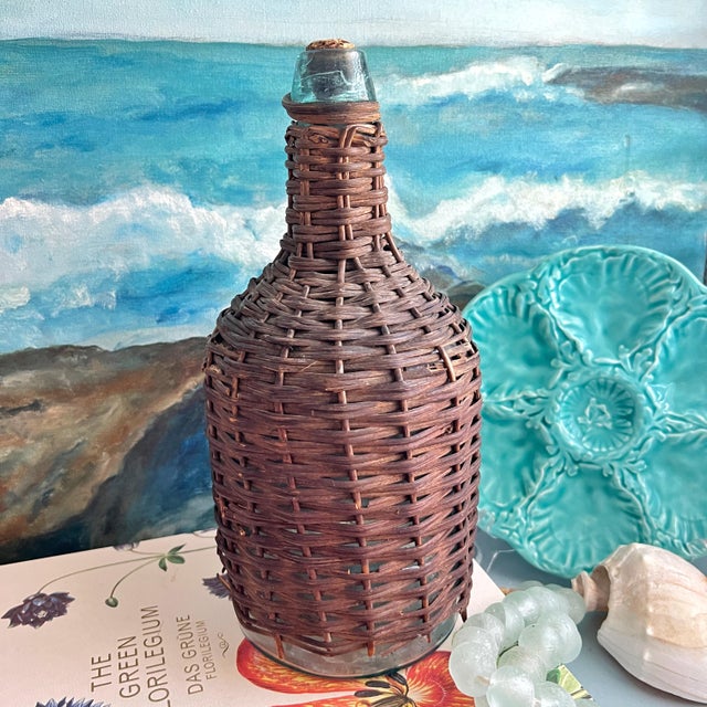 Antique Wicker Wrapped Demijohn Bottle For Sale - Image 4 of 8