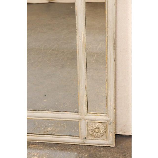 19th Century Antique French Glass Panel & Floral Mirror For Sale - Image 10 of 12